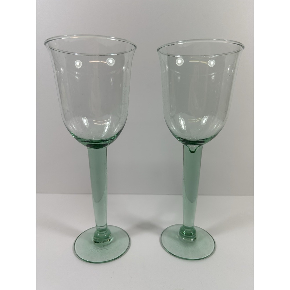 Lambert Corsica Bistro Wine Glasses Spanish Green 9"  Gunther Star Trek Set Of 2